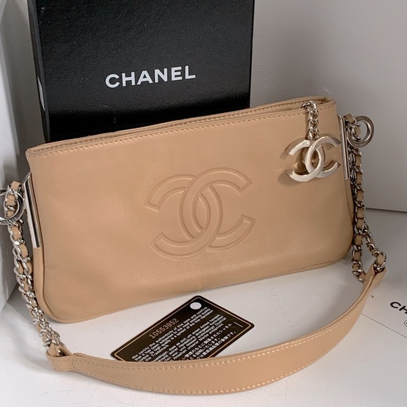 CHANEL Cognac 🤎Quilted Top Handle Bag Beige Tan Coachella Leather Silver CC Logo - Picture 15 of 16